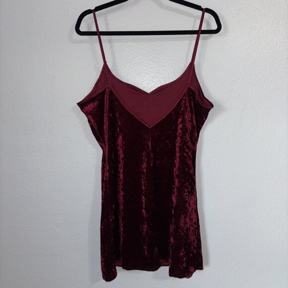 VTG Vamp Velvet Slip Dress L Burgundy Red‎ Intimate Moods Whimsigoth Romantic - Picture 2 of 8